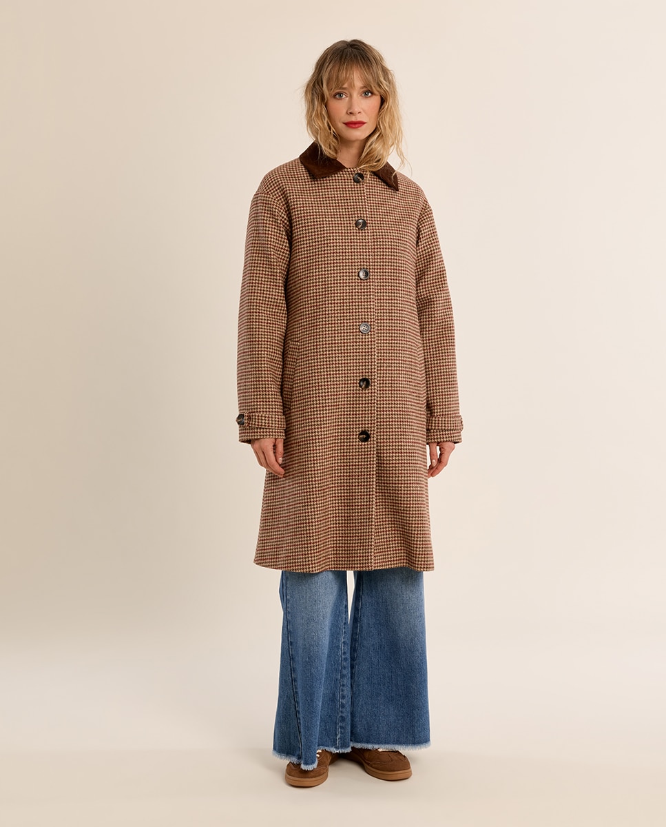 Abrigo de mujer midi con estampado - Molly Bracken - Burdeos Burdeos-2