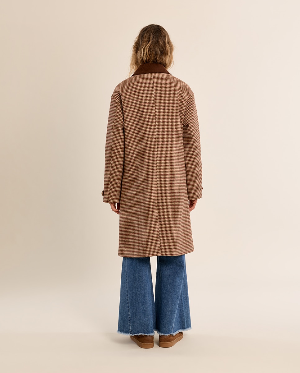 Abrigo de mujer midi con estampado - Molly Bracken - Burdeos Burdeos-3