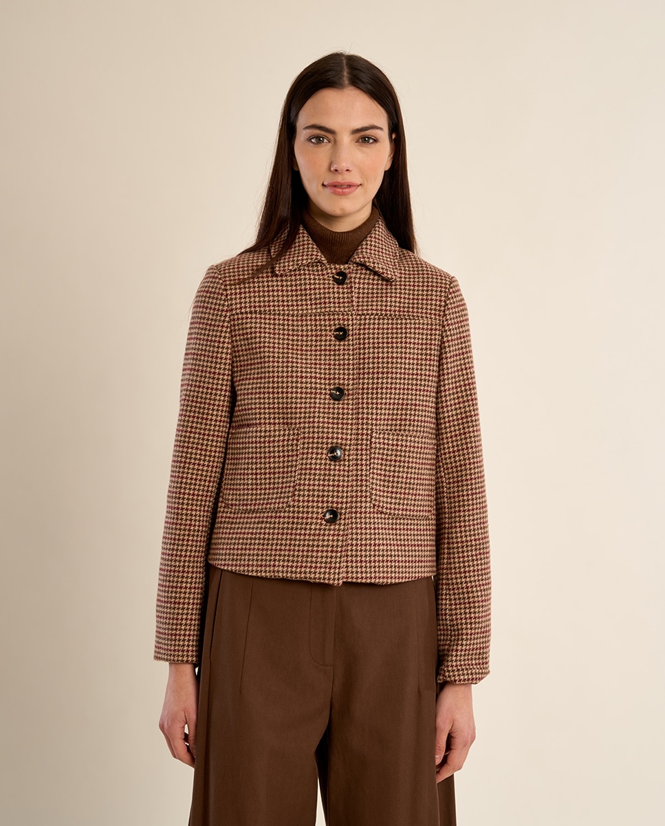 Abrigo de mujer corto con estampado - Molly Bracken - Burdeos Burdeos-2