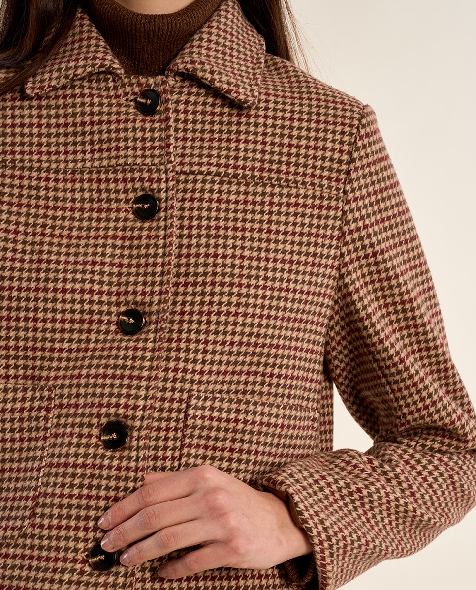 Abrigo de mujer corto con estampado - Molly Bracken - Burdeos Burdeos-5
