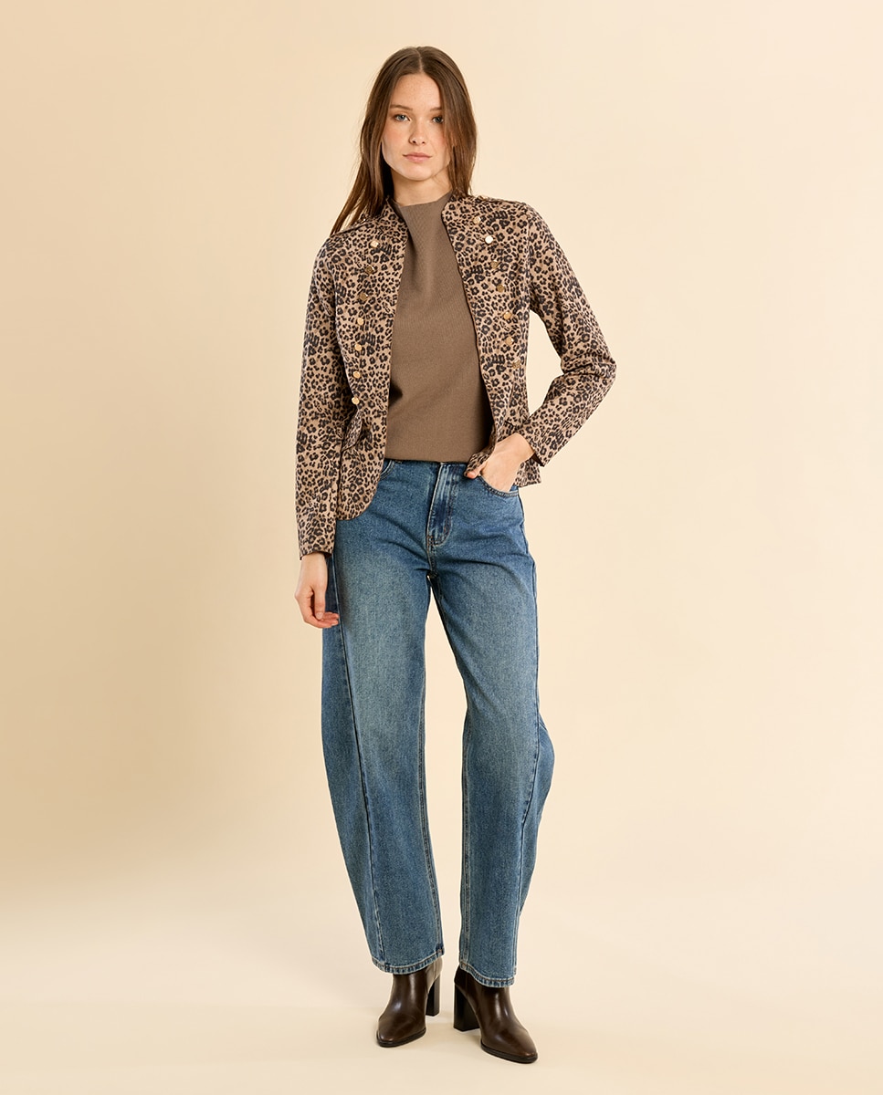 Chaqueta de mujer militar con estampado - Molly Bracken - Beige Beige-1