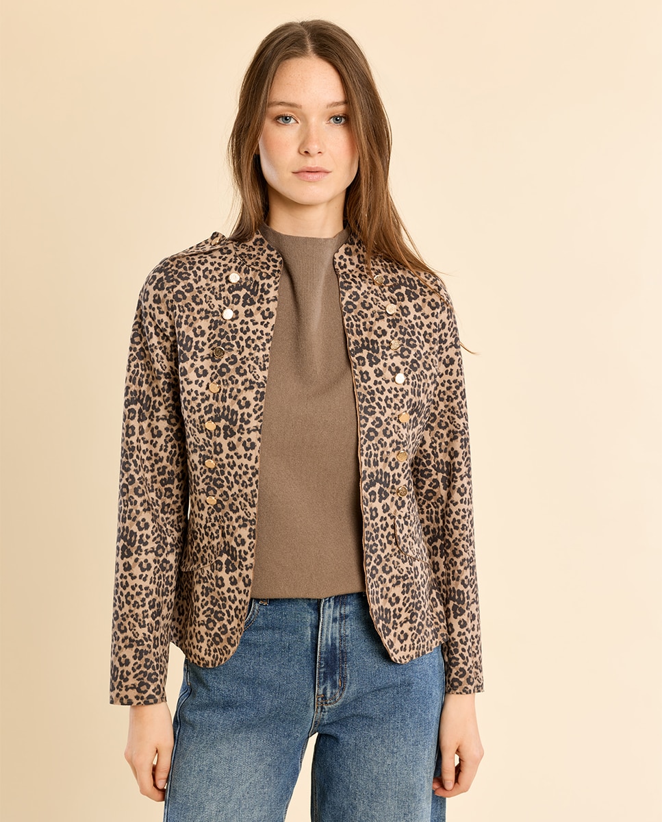 Chaqueta de mujer militar con estampado - Molly Bracken - Beige Beige-2