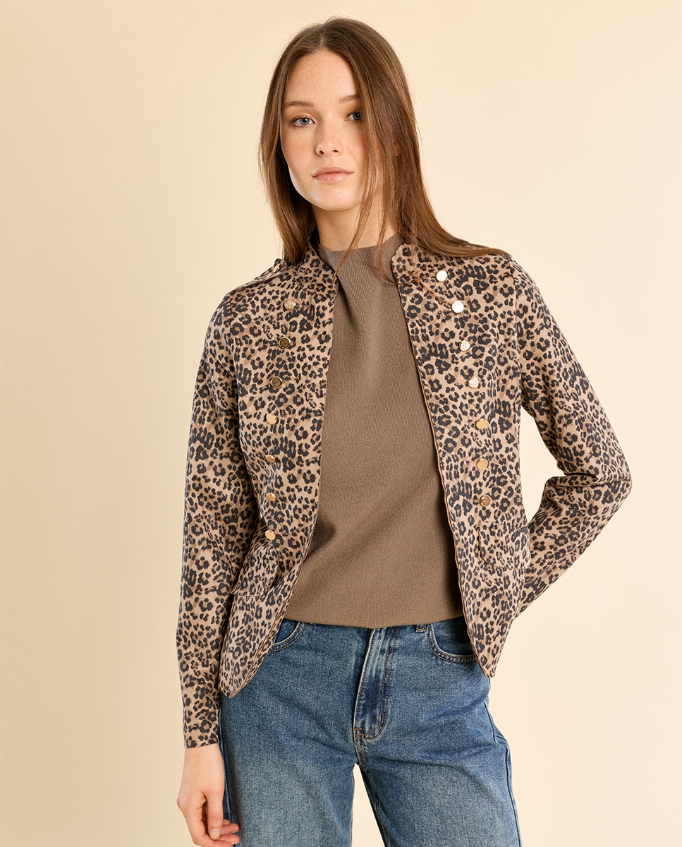Chaqueta de mujer militar con estampado - Molly Bracken - Beige Beige-3
