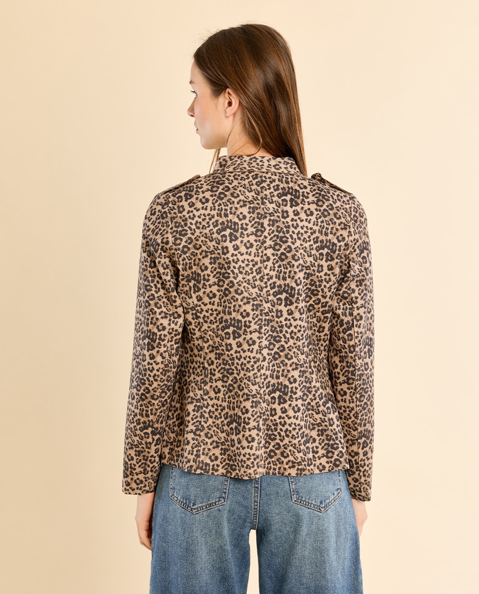 Chaqueta de mujer militar con estampado - Molly Bracken - Beige Beige-4