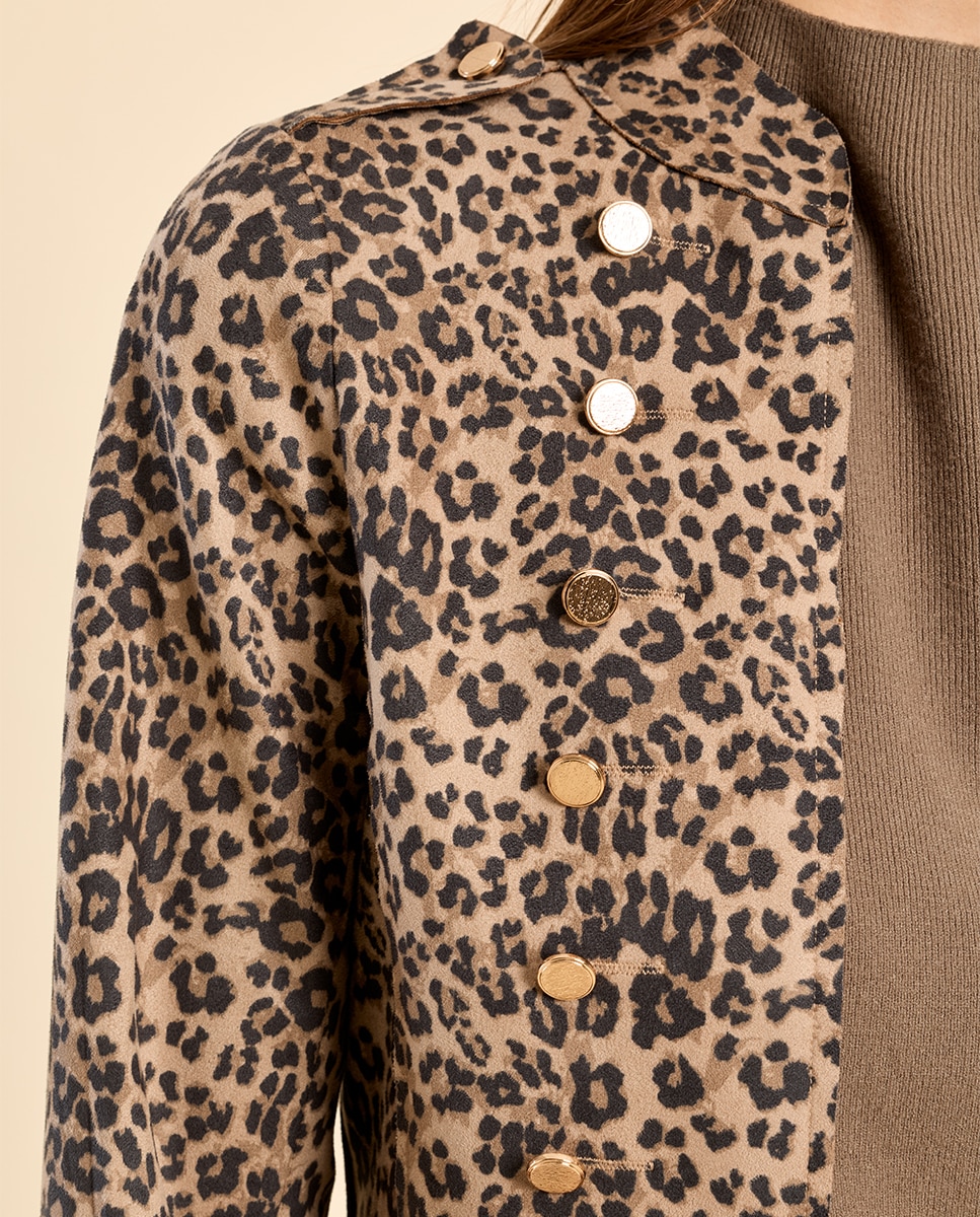 Chaqueta de mujer militar con estampado - Molly Bracken - Beige Beige-5