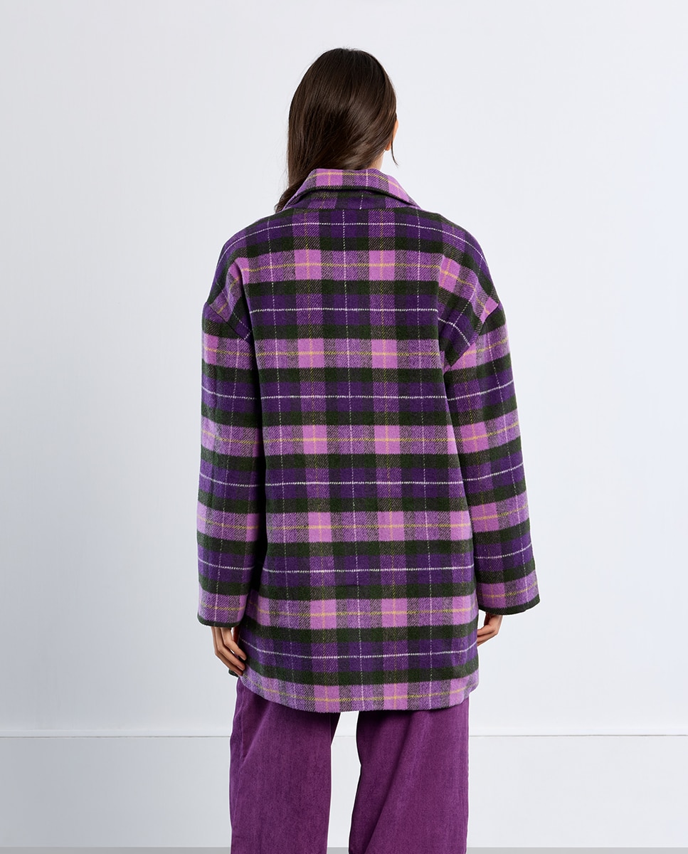 Abrigo de mujer con estampado y doble botonadura - Lili Sidonio - Violeta Violeta-4