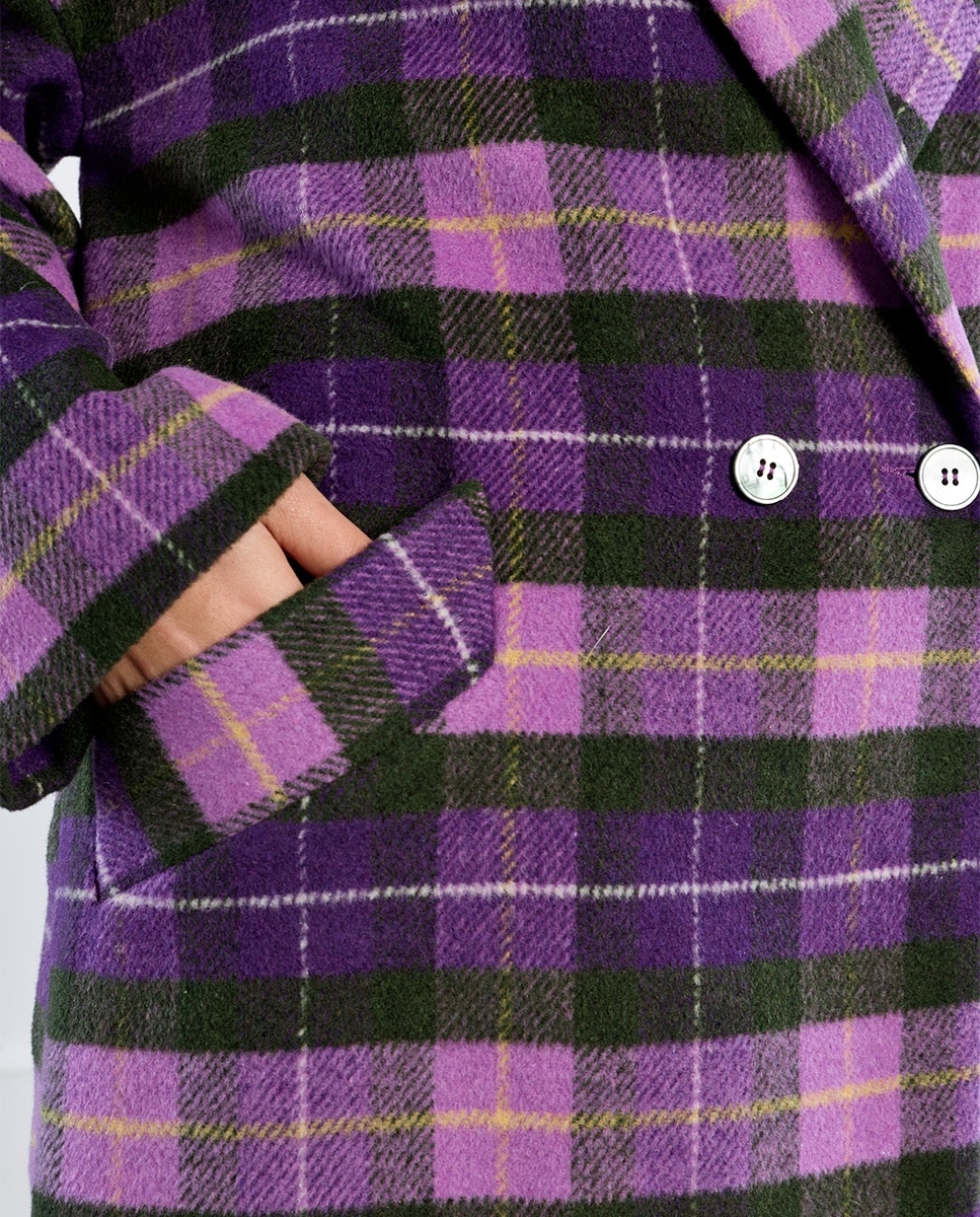 Abrigo de mujer con estampado y doble botonadura - Lili Sidonio - Violeta Violeta-5