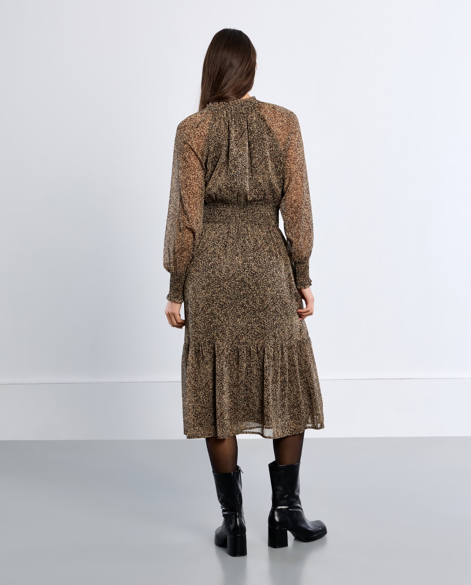 Vestido largo con estampado y volantes - Lili Sidonio - Verde Verde-4