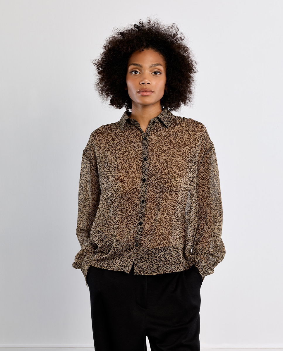 Camisa de mujer de manga larga con estampado - Lili Sidonio - Verde Verde-3