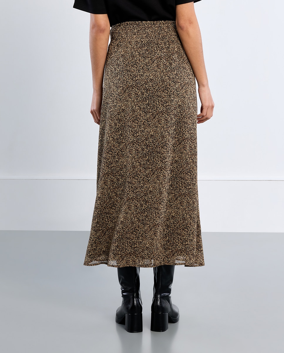 Falda larga con estampado y pliegues - Lili Sidonio - Verde Verde-4