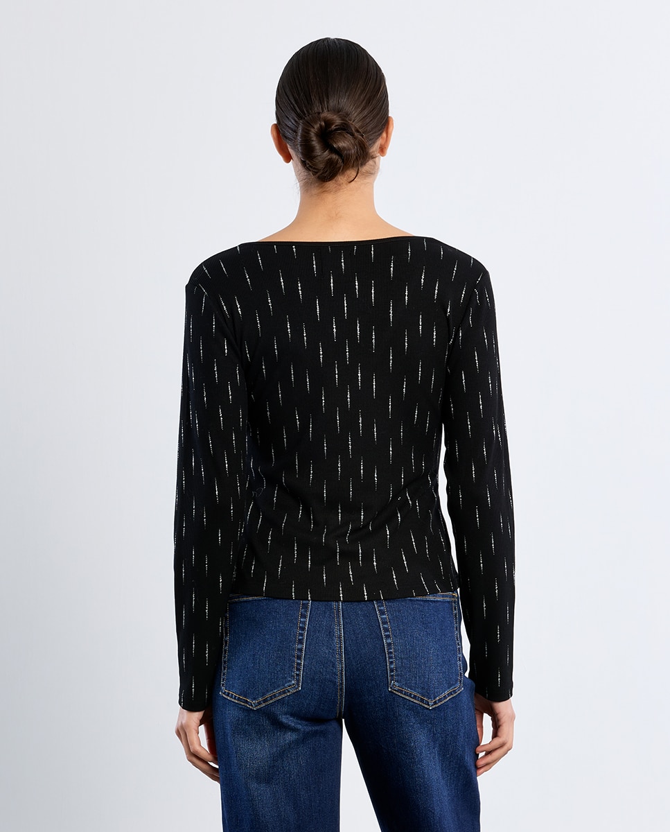 Top de mujer de manga larga con estampado - Lili Sidonio - Negro Negro-4