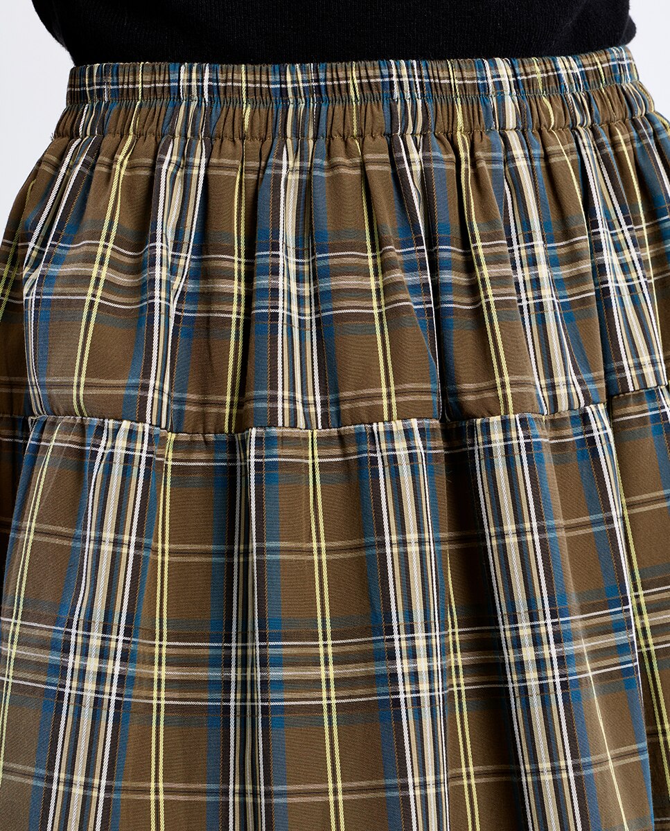Falda larga con estampado y volantes - Lili Sidonio - Verde Verde-4