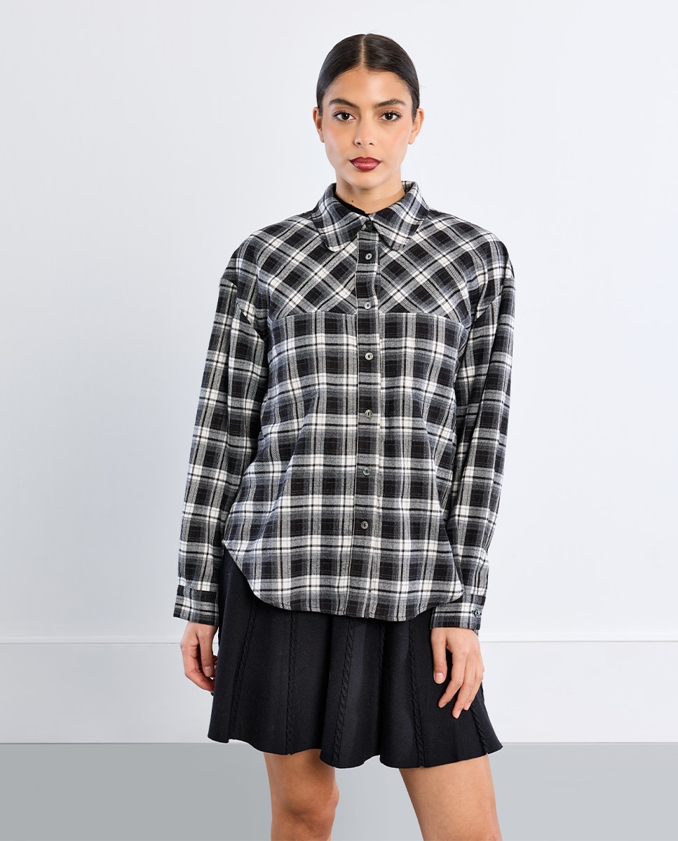 Camisa de mujer de manga larga con estampado - Lili Sidonio - Negro Negro-2