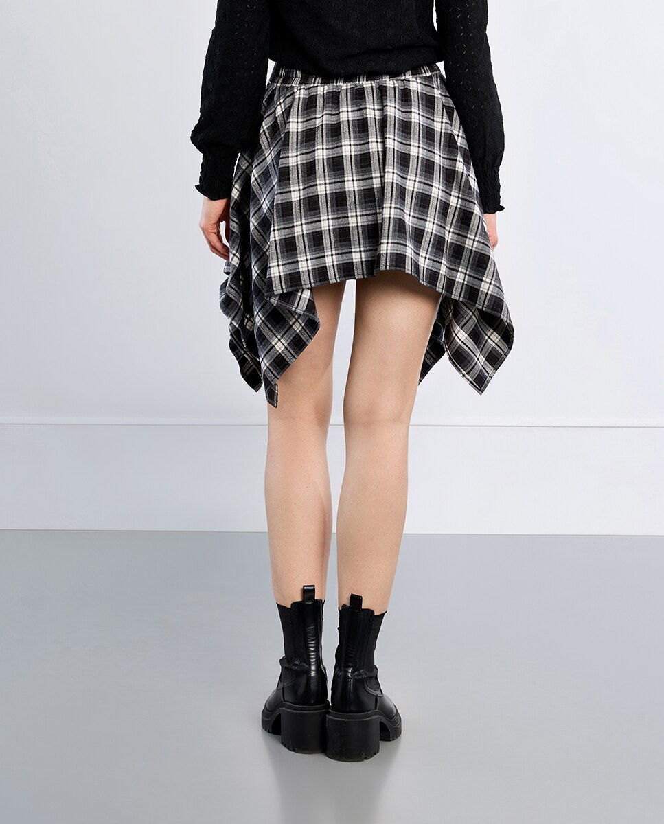 Falda corta asimétrica con estampado - Lili Sidonio - Negro Negro-3