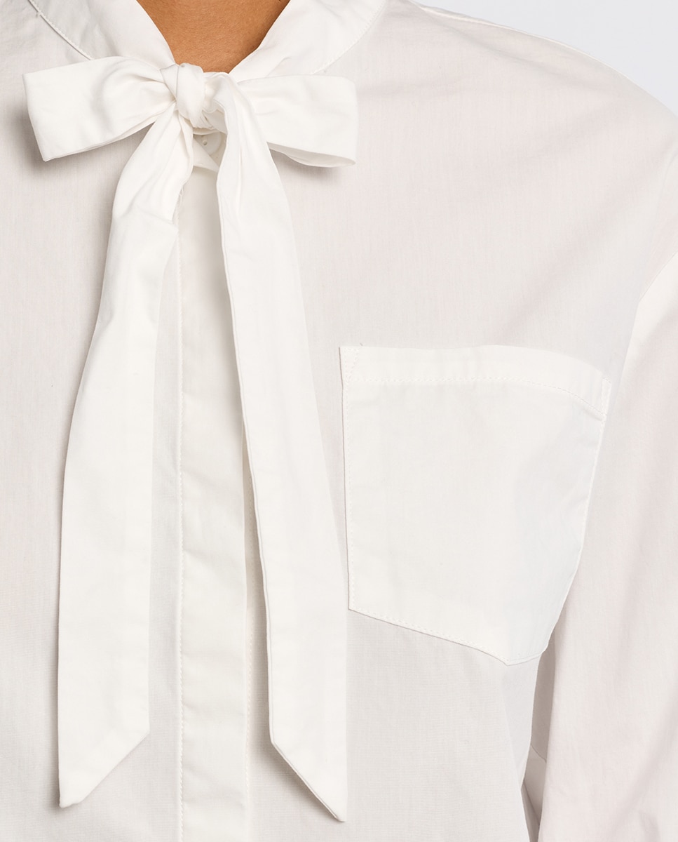 Camisa de mujer de manga larga detalle lazo - Lili Sidonio - Blanco Blanco-4
