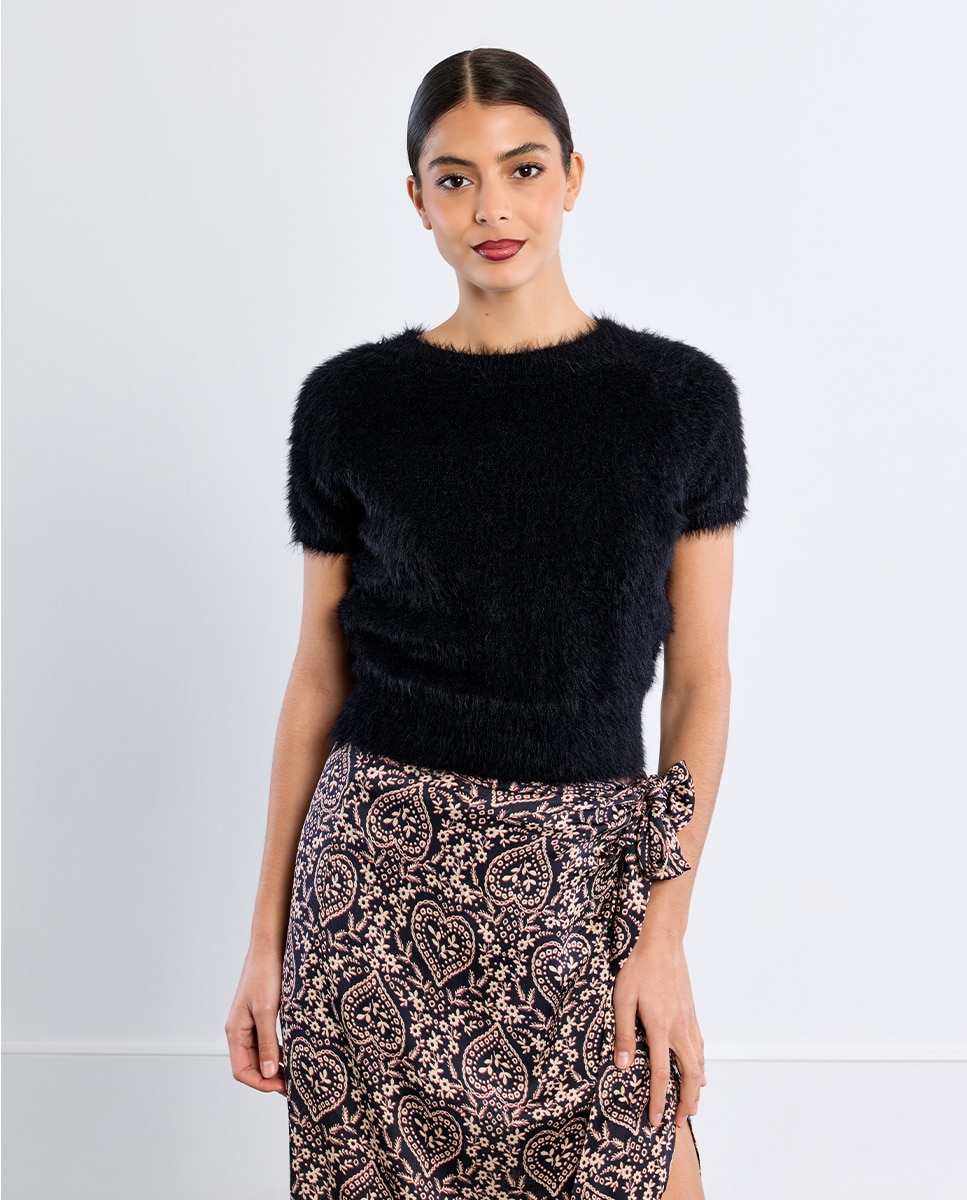 Jersey de mujer de manga corta de peluche - Lili Sidonio - Negro Negro-3