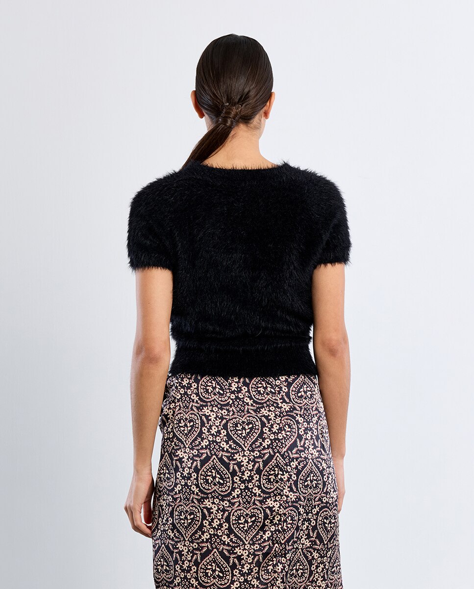 Jersey de mujer de manga corta de peluche - Lili Sidonio - Negro Negro-4