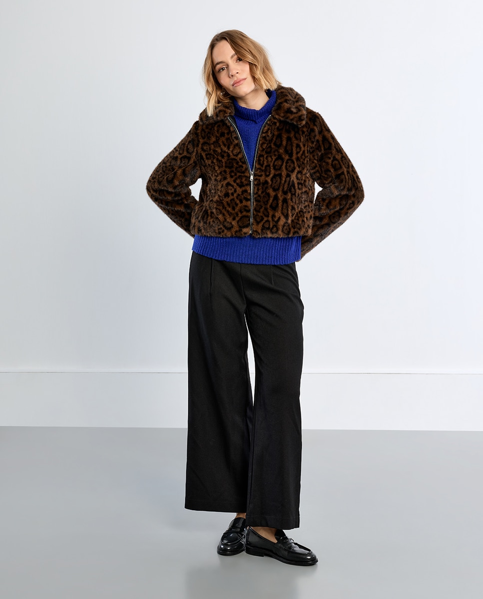 Chaqueta de mujer de peluche con estampado - Lili Sidonio - Marrón Marrón-1