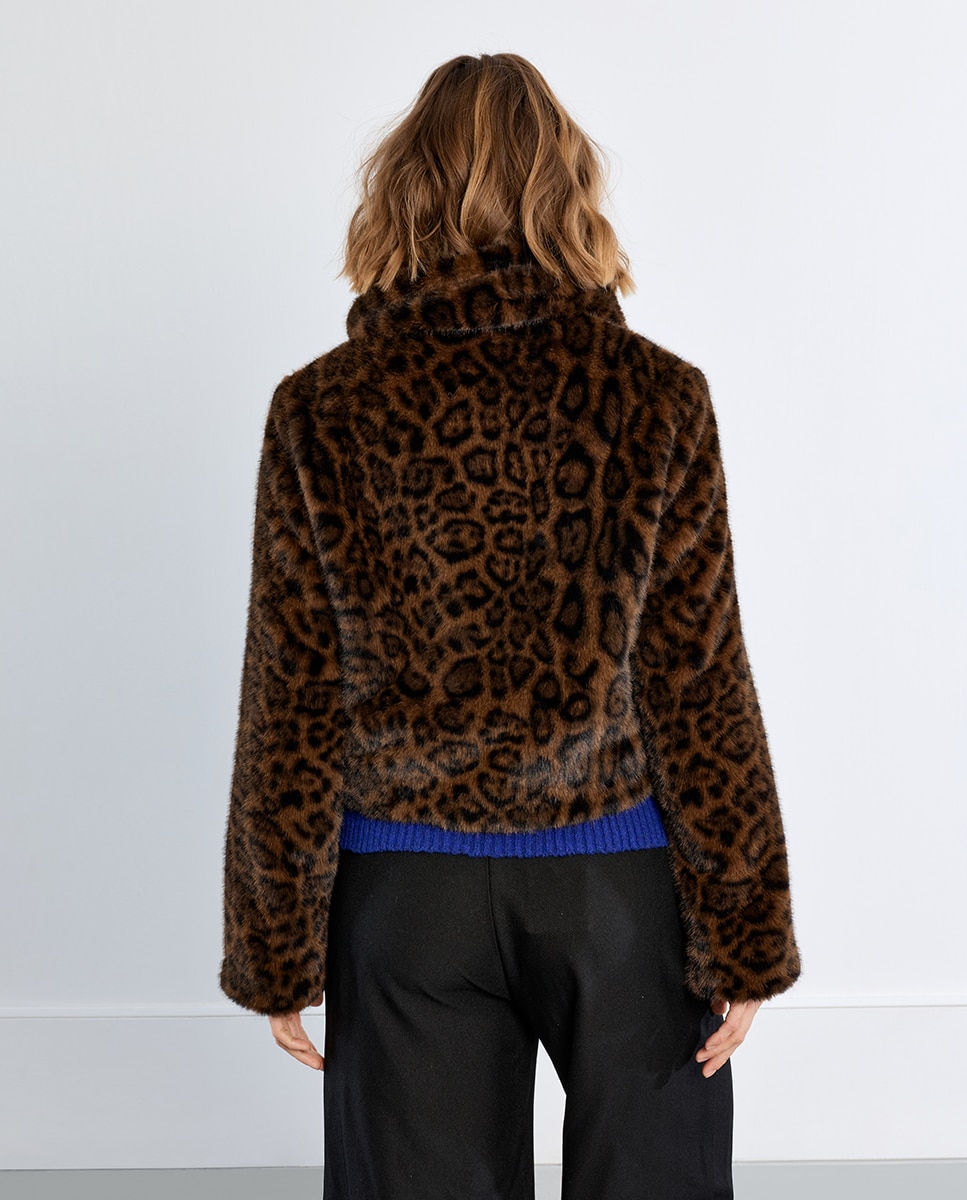 Chaqueta de mujer de peluche con estampado - Lili Sidonio - Marrón Marrón-4