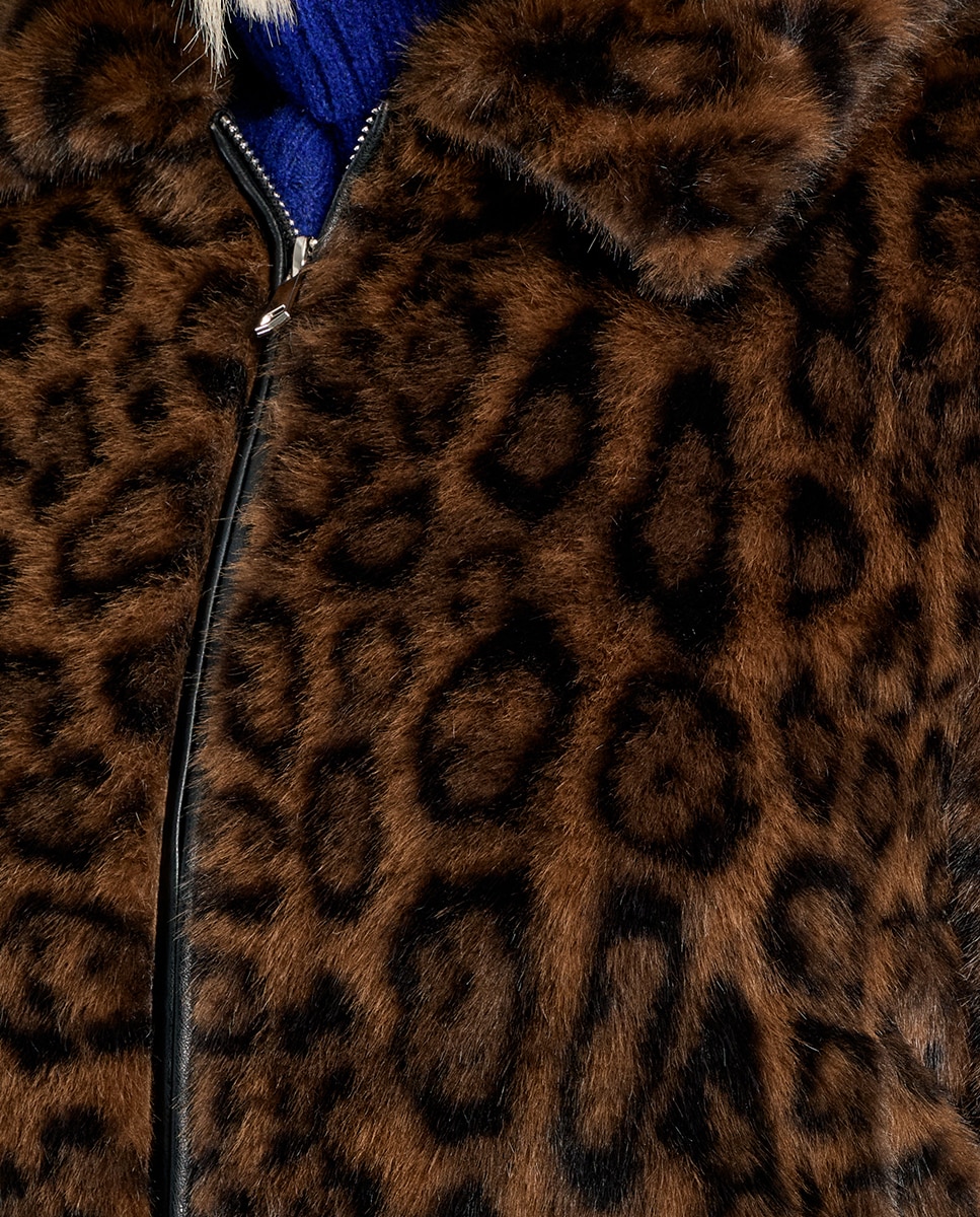 Chaqueta de mujer de peluche con estampado - Lili Sidonio - Marrón Marrón-5