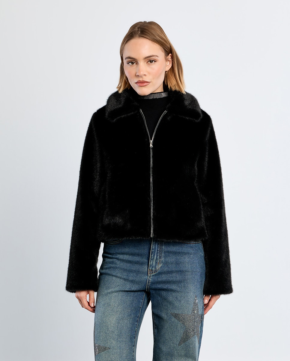 Chaqueta de mujer de manga larga de peluche - Lili Sidonio - Negro Negro-2