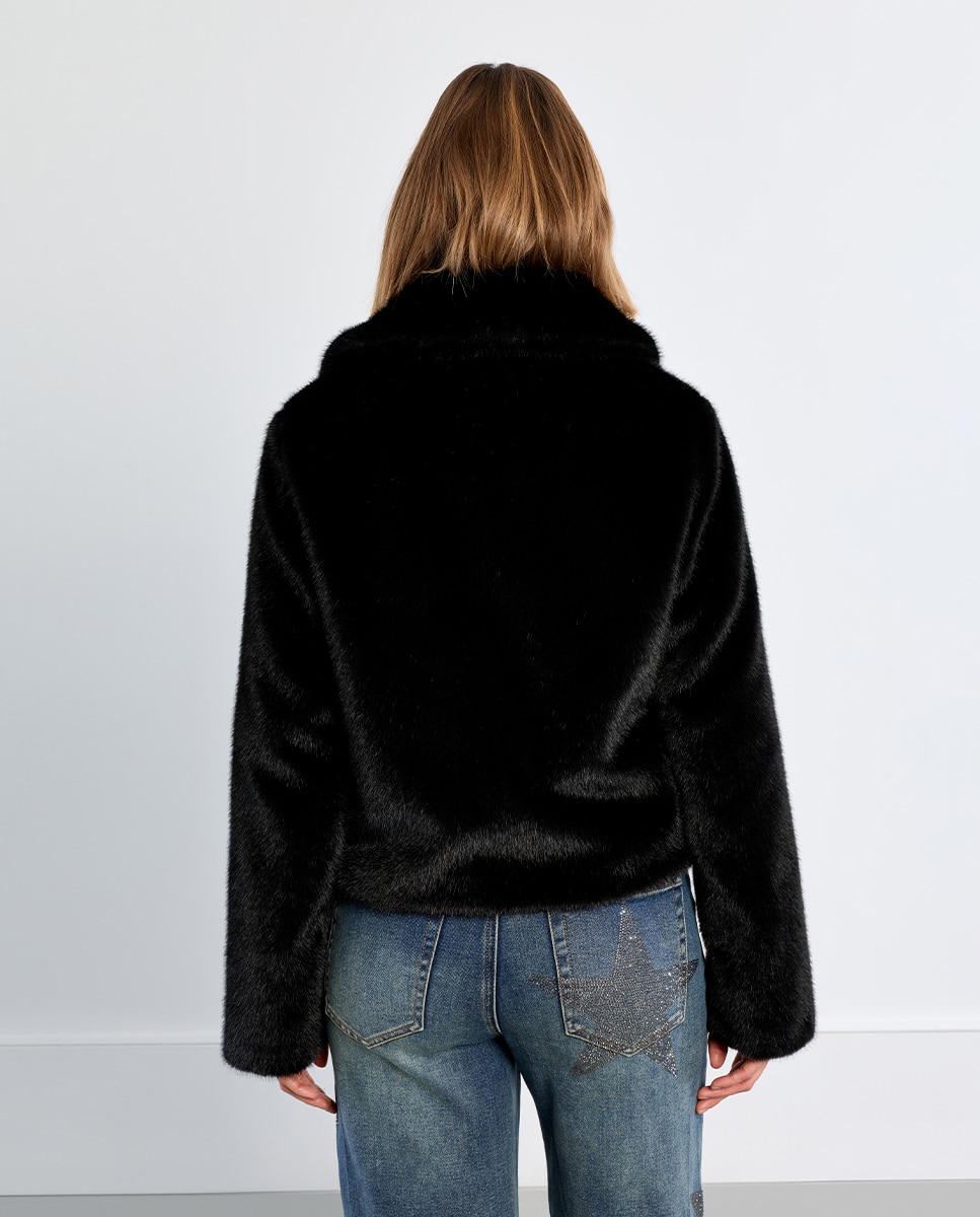 Chaqueta de mujer de manga larga de peluche - Lili Sidonio - Negro Negro-4