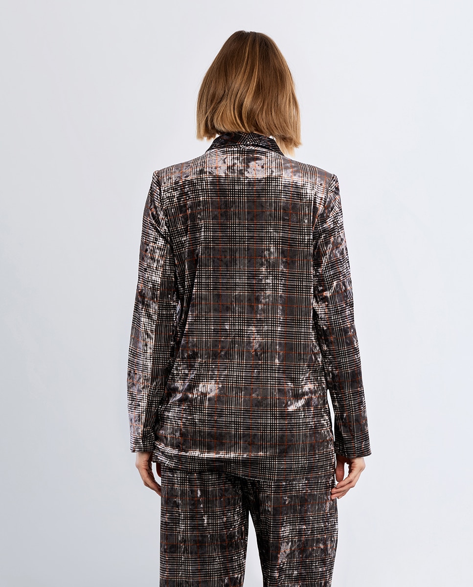 Blazer de mujer aterciopelado con estampado - Lili Sidonio - Marrón Marrón-3