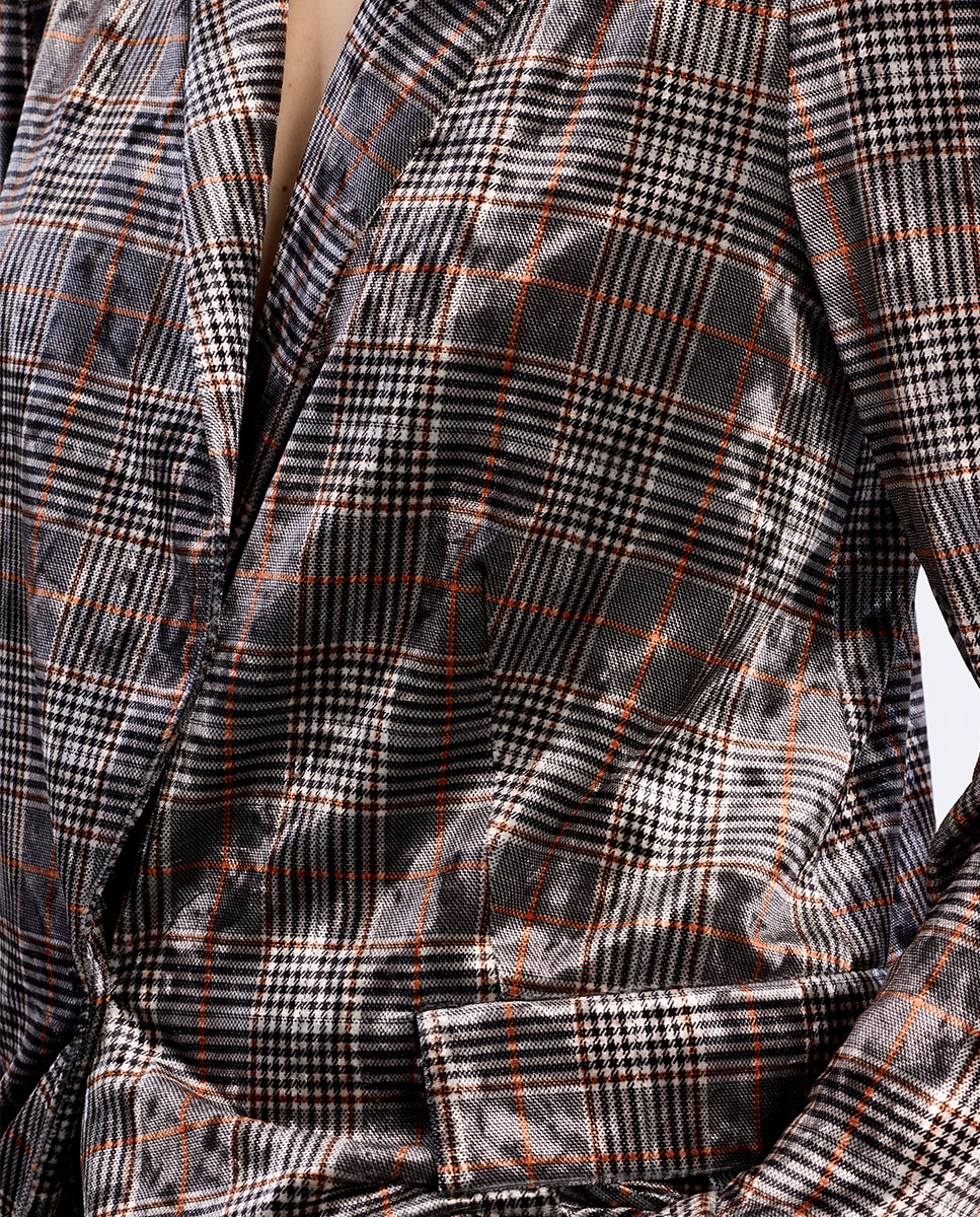 Blazer de mujer aterciopelado con estampado - Lili Sidonio - Marrón Marrón-4