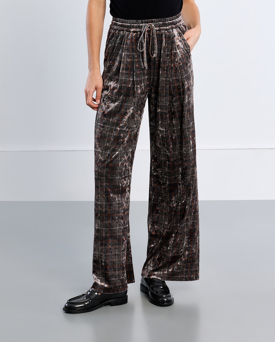 Pantalón de mujer largo con estampado - Lili Sidonio - Marrón Marrón-1