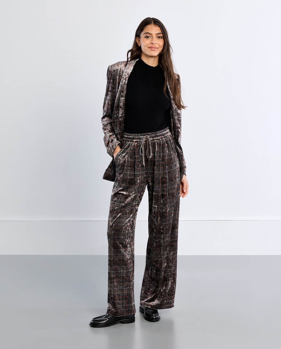 Pantalón de mujer largo con estampado - Lili Sidonio - Marrón Marrón-2