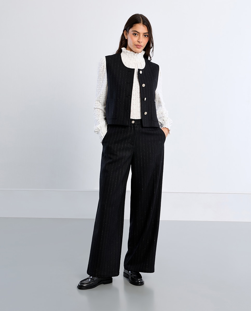 Pantalón de mujer largo con estampado - Lili Sidonio - Negro Negro-2