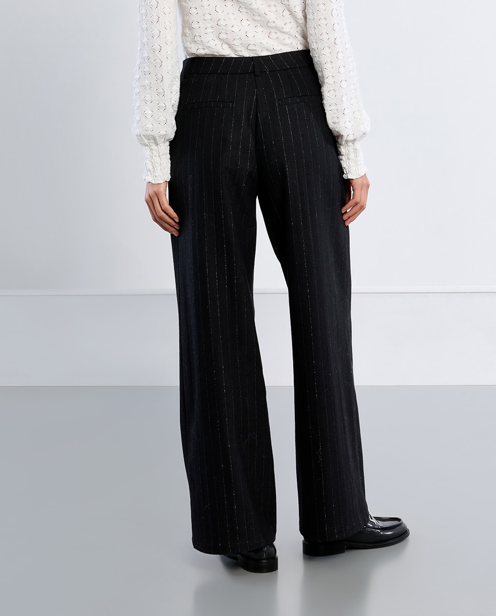 Pantalón de mujer largo con estampado - Lili Sidonio - Negro Negro-3