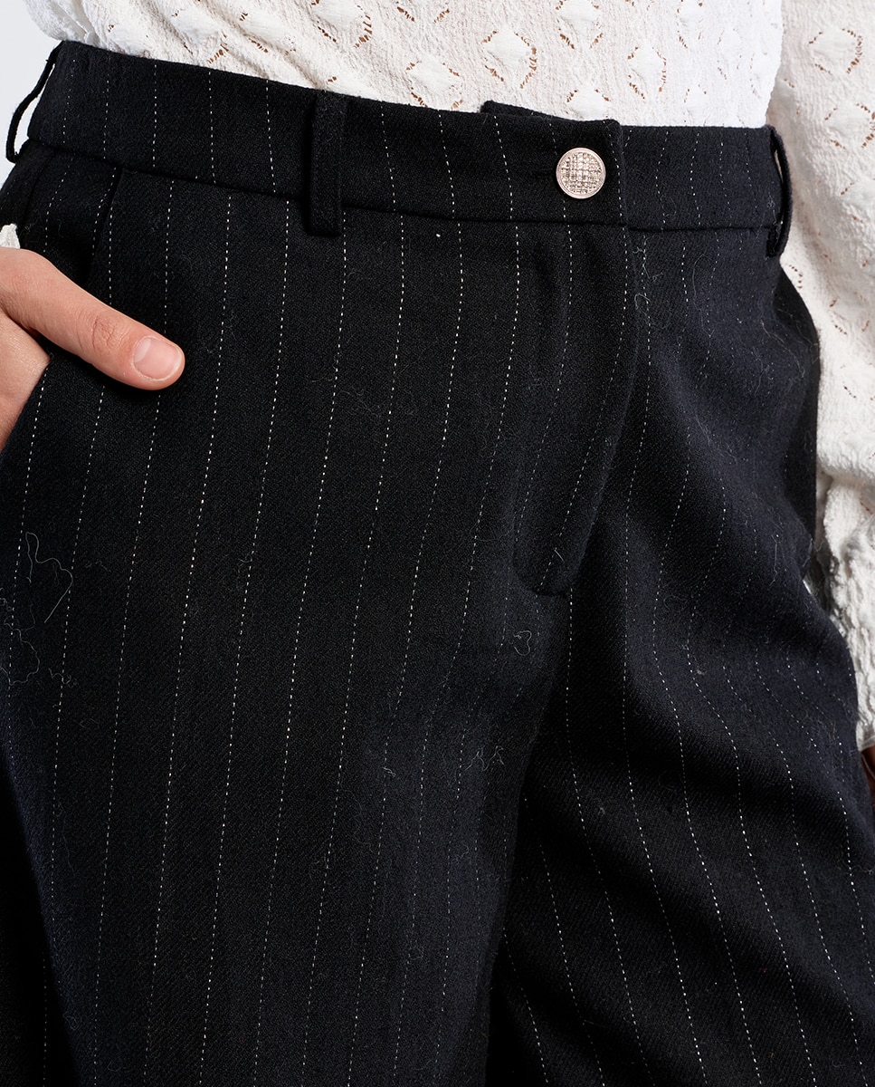 Pantalón de mujer largo con estampado - Lili Sidonio - Negro Negro-4