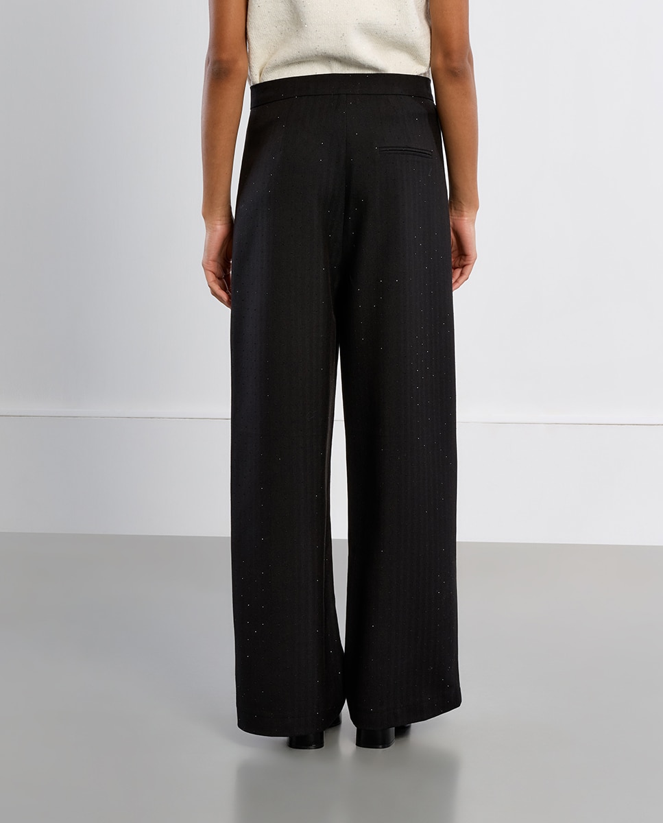 Pantalón de mujer largo con lunares brillantes - Lili Sidonio - Negro Negro-3