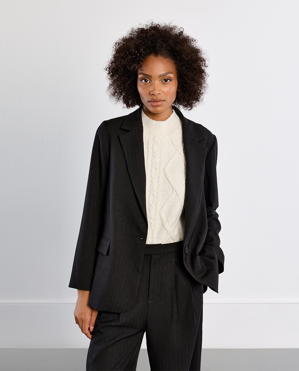 Blazer de mujer de manga larga detalle lunares - Lili Sidonio - Negro Negro-2