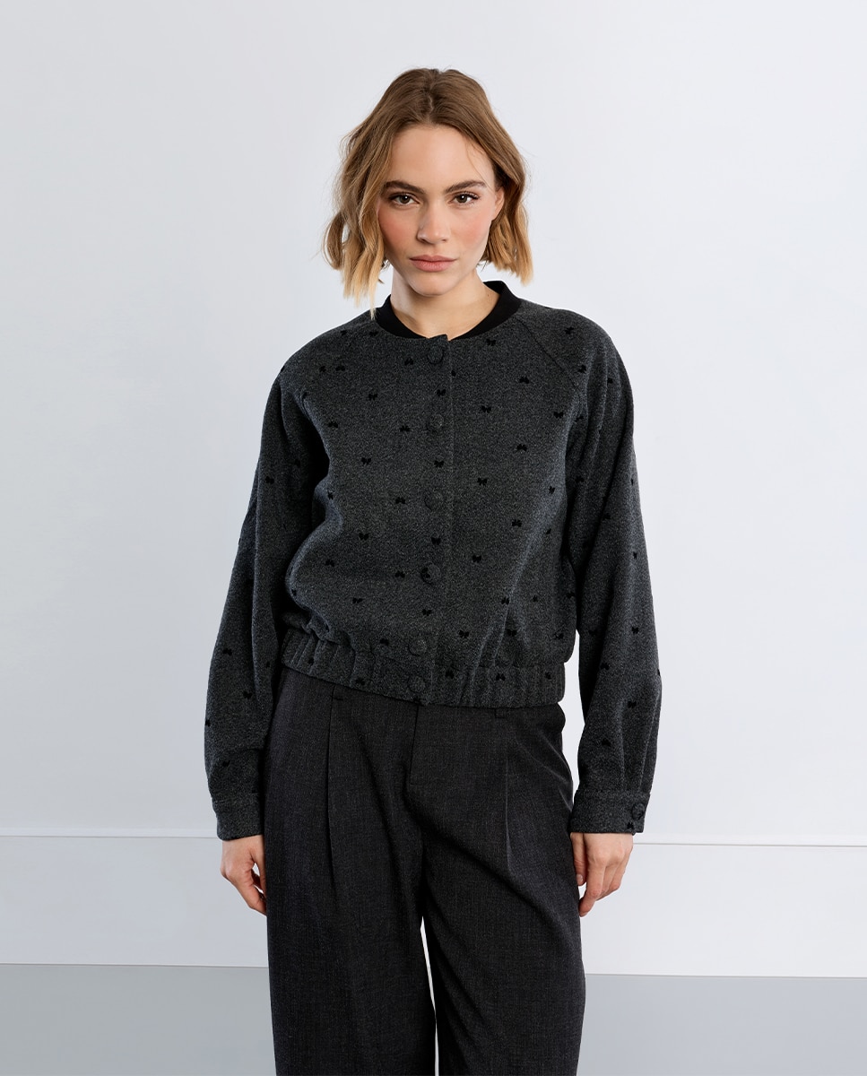 Chaqueta de mujer de manga larga con estampado - Lili Sidonio - Gris Gris-1
