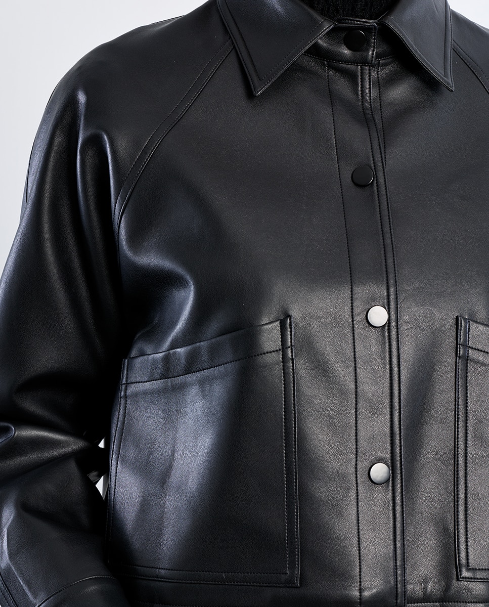 Chaqueta de mujer corta efecto cuero - Lili Sidonio - Negro Negro-5