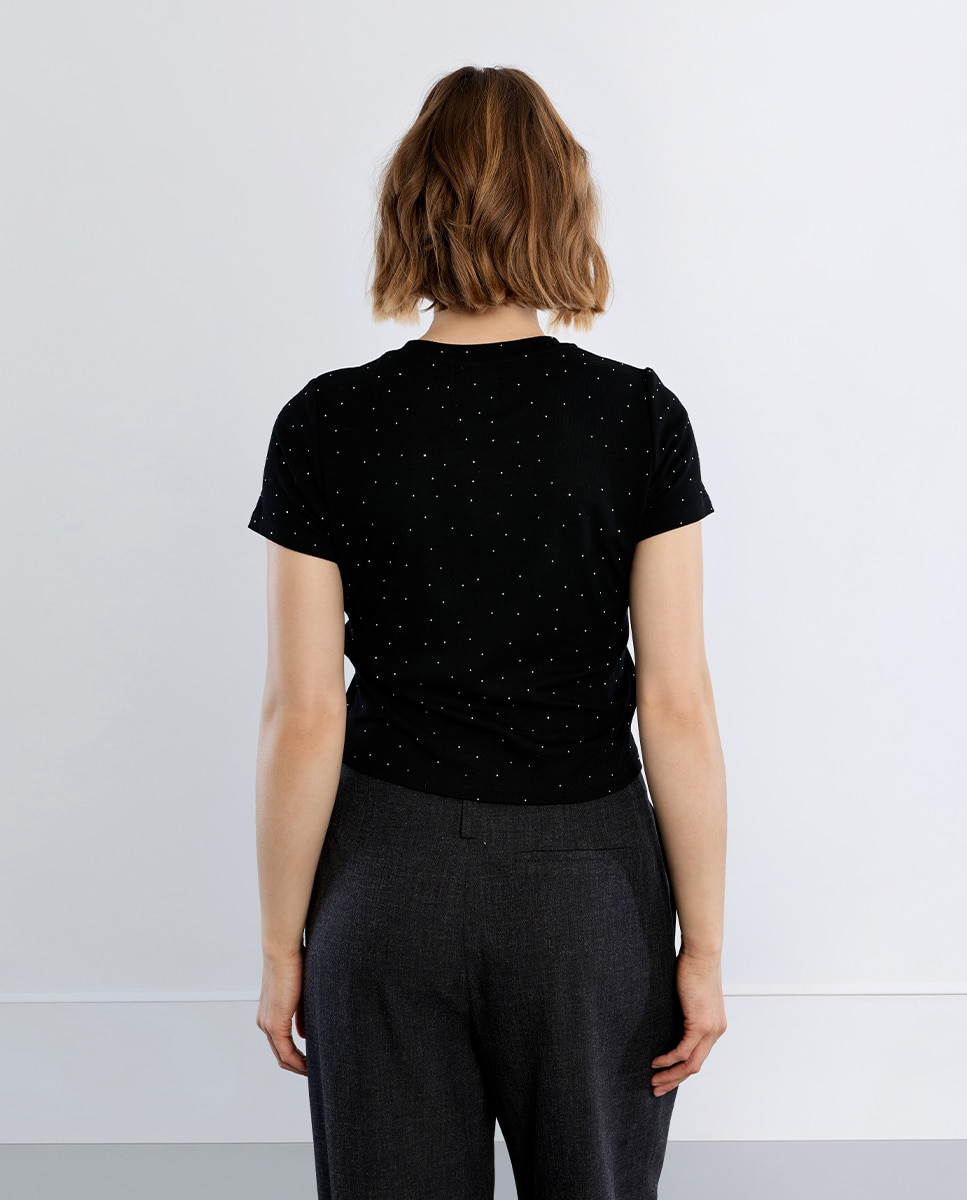 Camiseta de mujer de manga corta detalle lunares - Lili Sidonio - Negro Negro-4