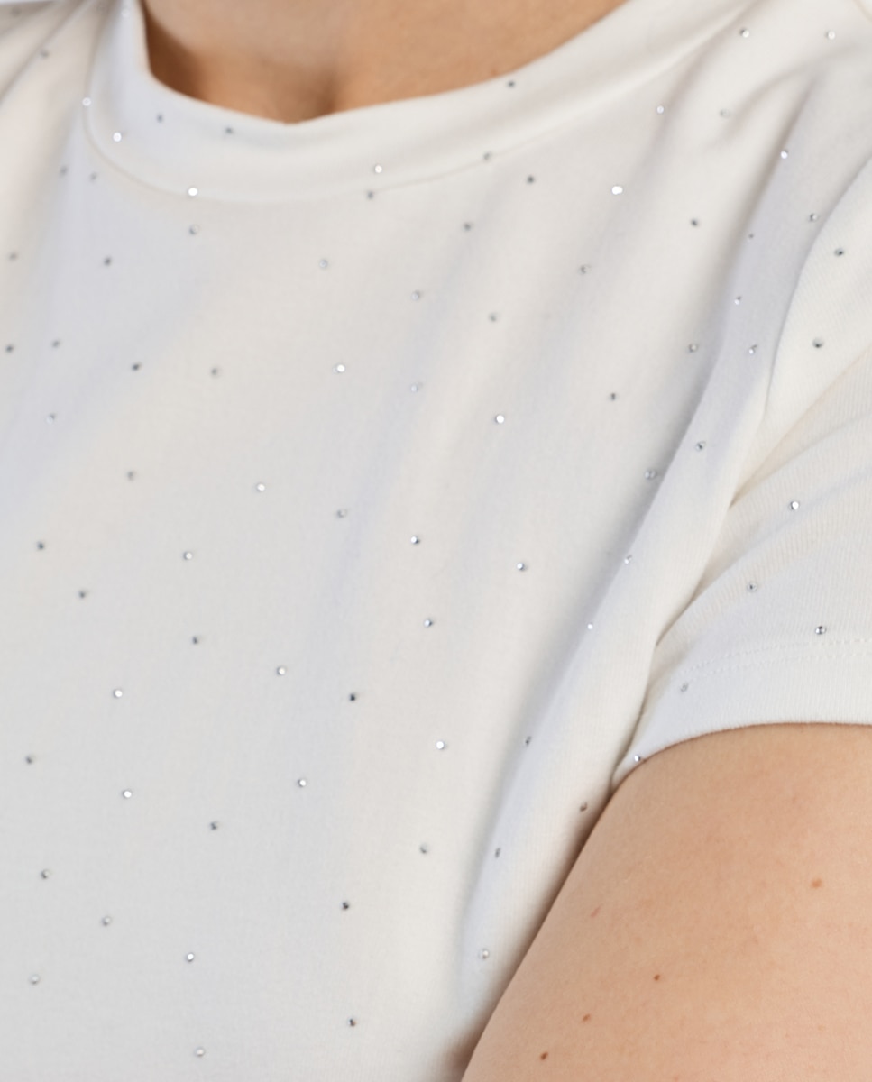 Camiseta de mujer de manga corta detalle lunares - Lili Sidonio - Blanco Blanco-5
