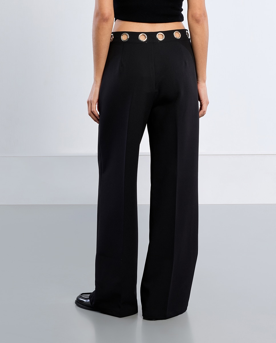 Pantalón de mujer largo detalle aberturas - Lili Sidonio - Negro Negro-3