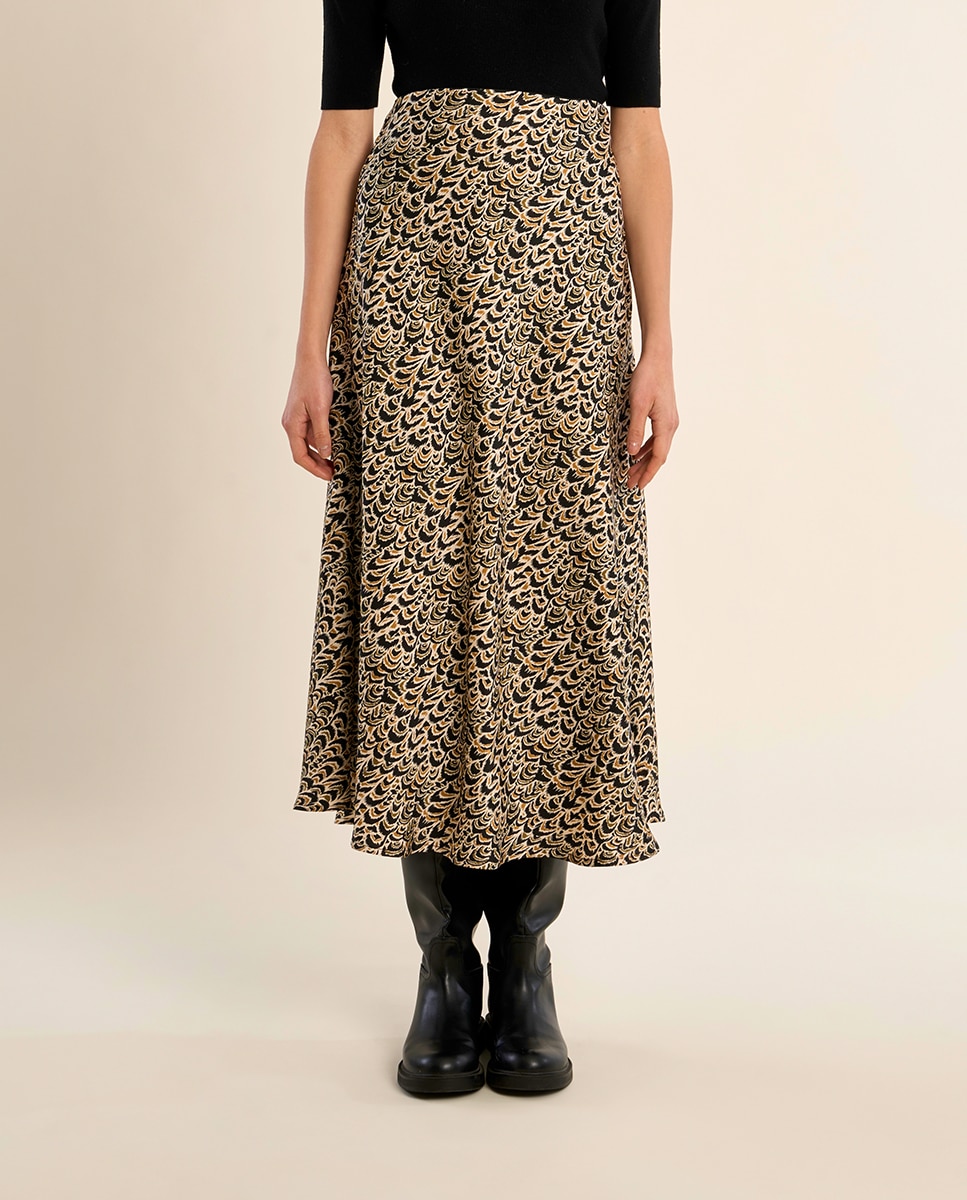 Falda larga con estampado - Molly Bracken - Negro Negro-2