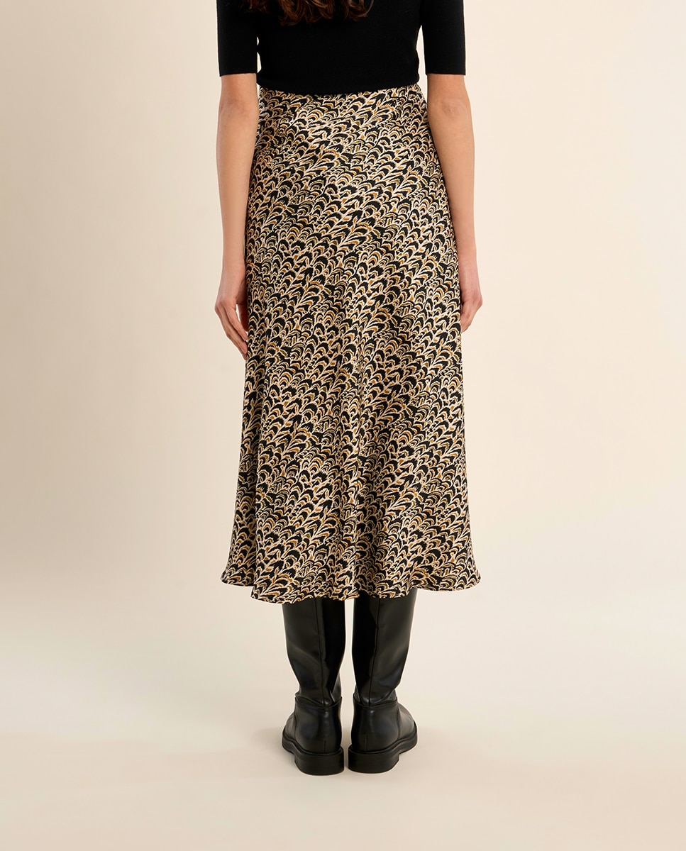 Falda larga con estampado - Molly Bracken - Negro Negro-4