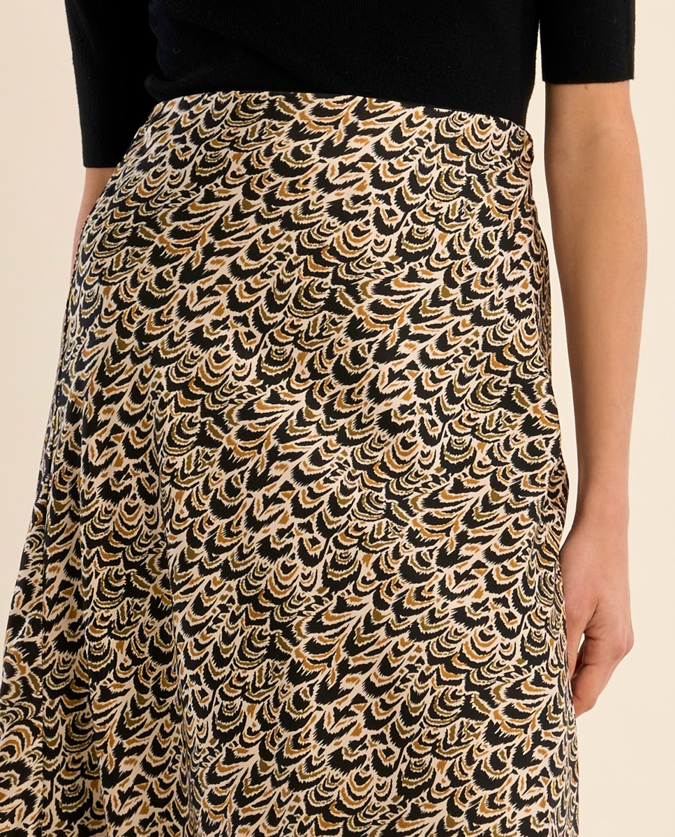 Falda larga con estampado - Molly Bracken - Negro Negro-5