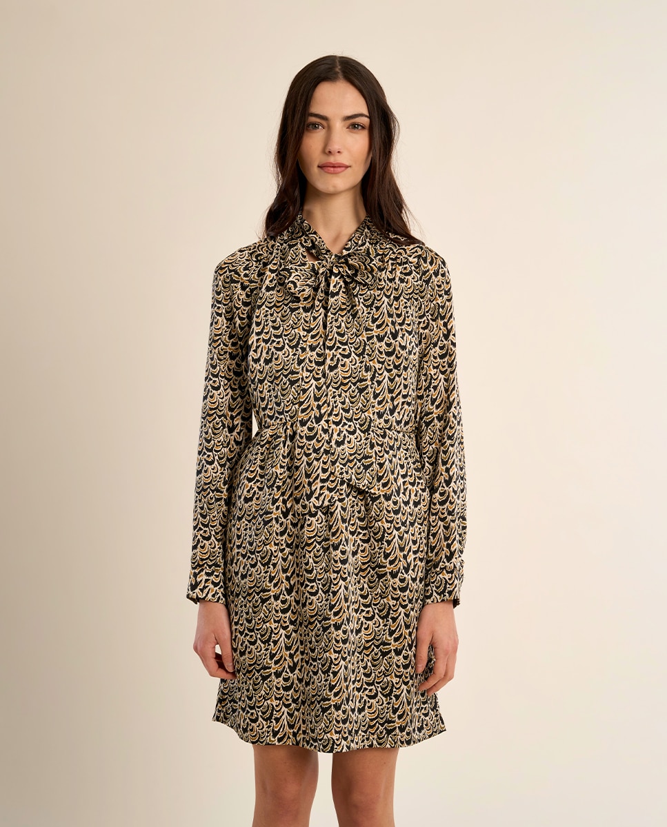 Vestido de manga larga con estampado - Molly Bracken - Negro Negro-2