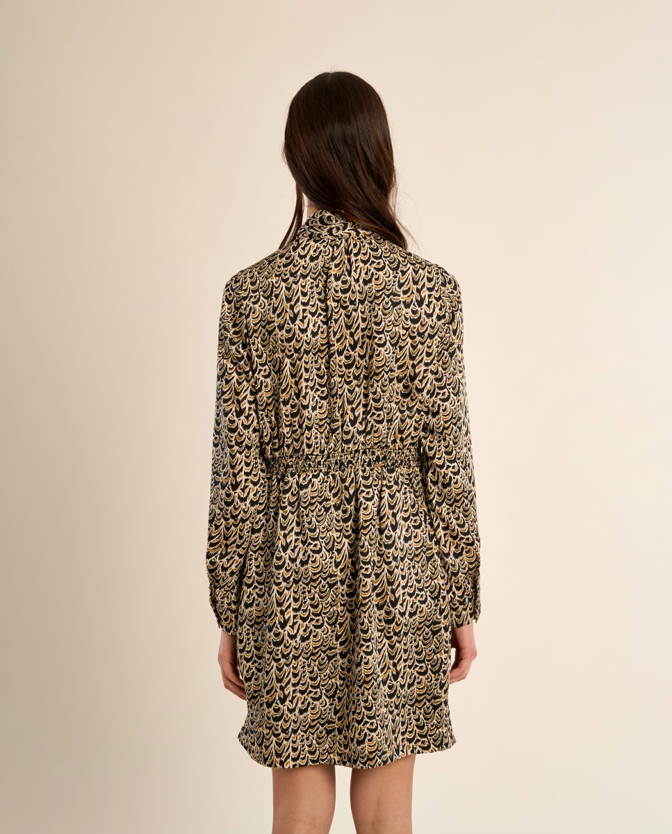 Vestido de manga larga con estampado - Molly Bracken - Negro Negro-4