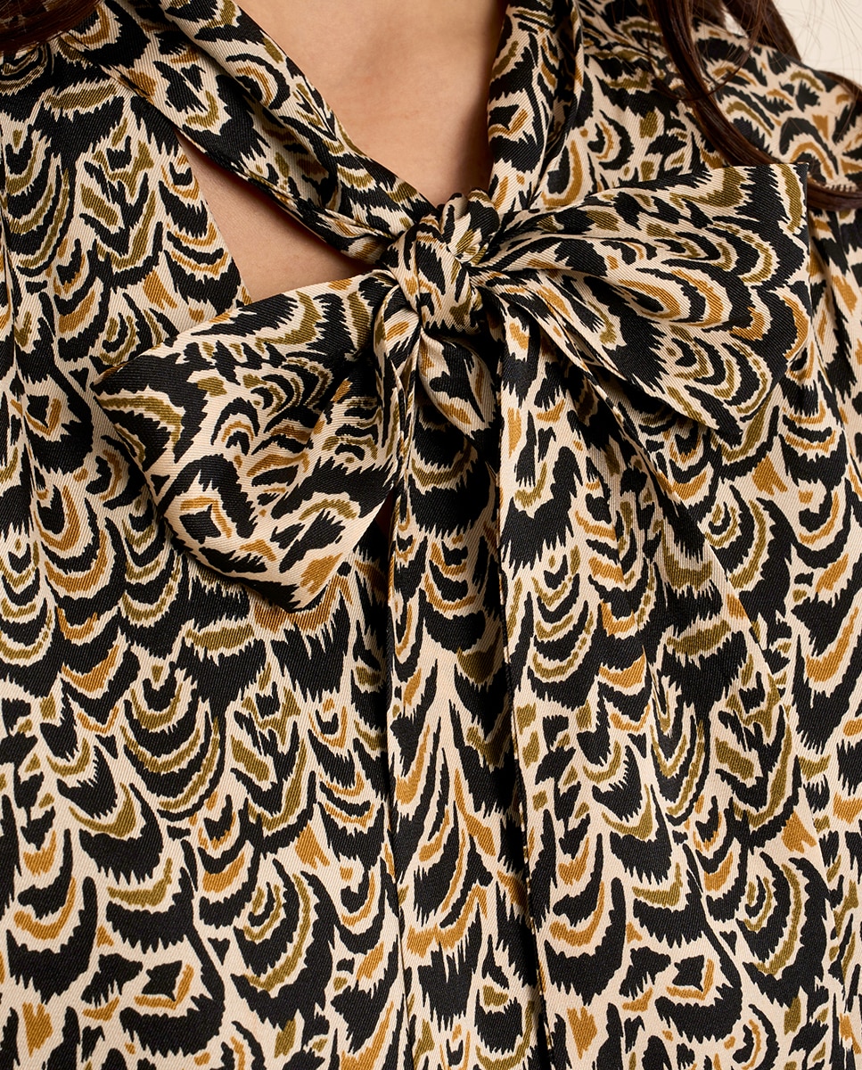 Vestido de manga larga con estampado - Molly Bracken - Negro Negro-5