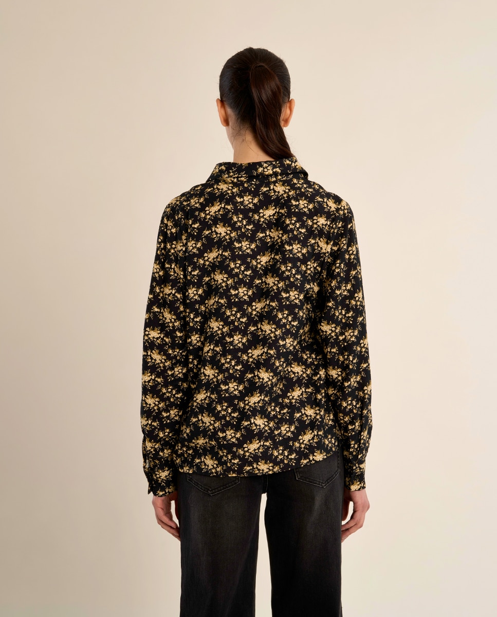 Camisa de mujer de manga larga con estampado - Molly Bracken - Negro Negro-4
