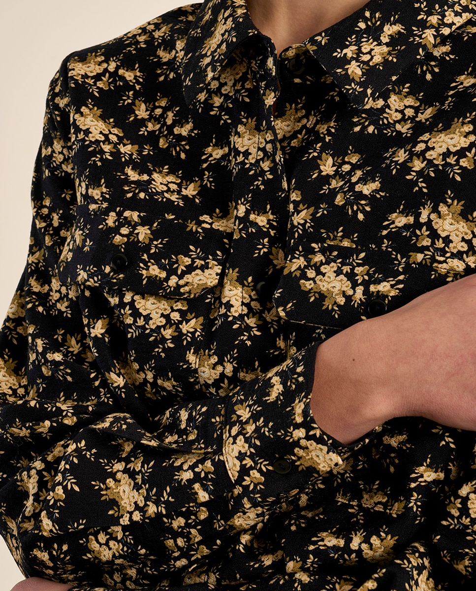 Camisa de mujer de manga larga con estampado - Molly Bracken - Negro Negro-5