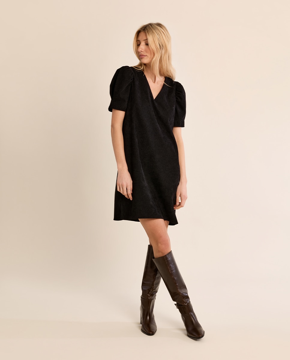 Imagen 0 de Vestido de manga corta abullonada Negro