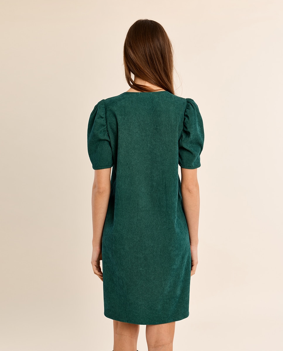 Vestido de manga corta abullonada - Molly Bracken - Verde oscuro Verde oscuro-4